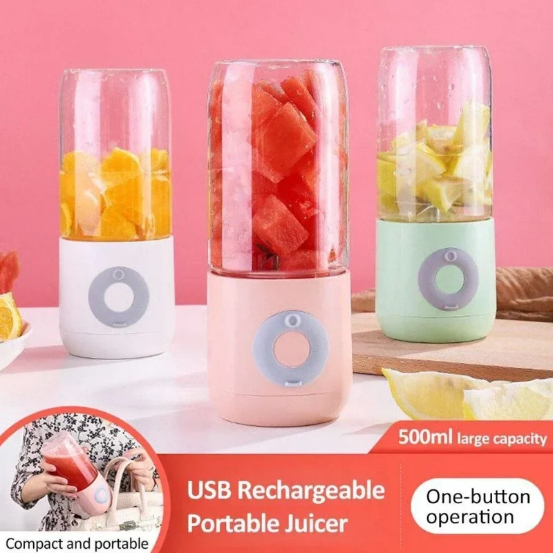 500ml Mini Blender Fruit Juicer Portable USB Handheld Smoothie Blender Wireless Vegetables Fruits Juicer Kitchen Tool Accessorie