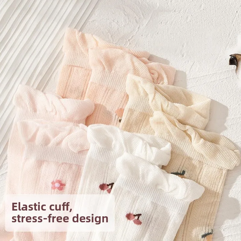Maternity Thin Mouth Loose Non-restrictive Socks Postpartum No Bone Long Socks Summer Thin Model Sweet Style Children's Girls