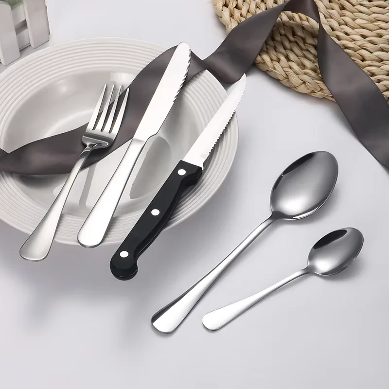 6/24/48 Sets of Tableware Come with Tableware and Cutlery. Steak Knife, Fork and Spoon Set, Stainless Steel Tableware.
