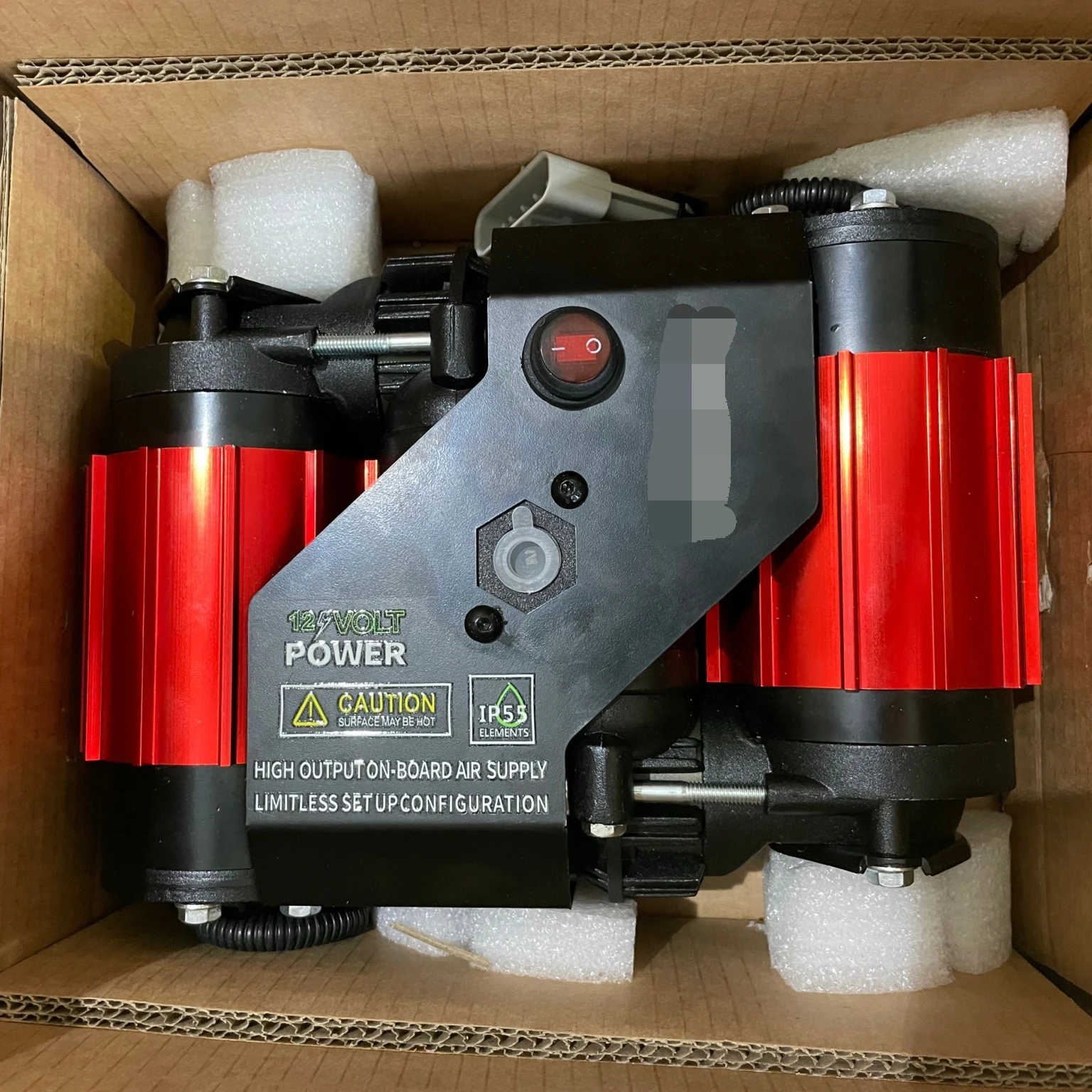 Red Color 75A Rated Current New Metal Air Compressor Inflator with Tire Pressure Monitor 12V 200psi Max Pressure 5m Hose