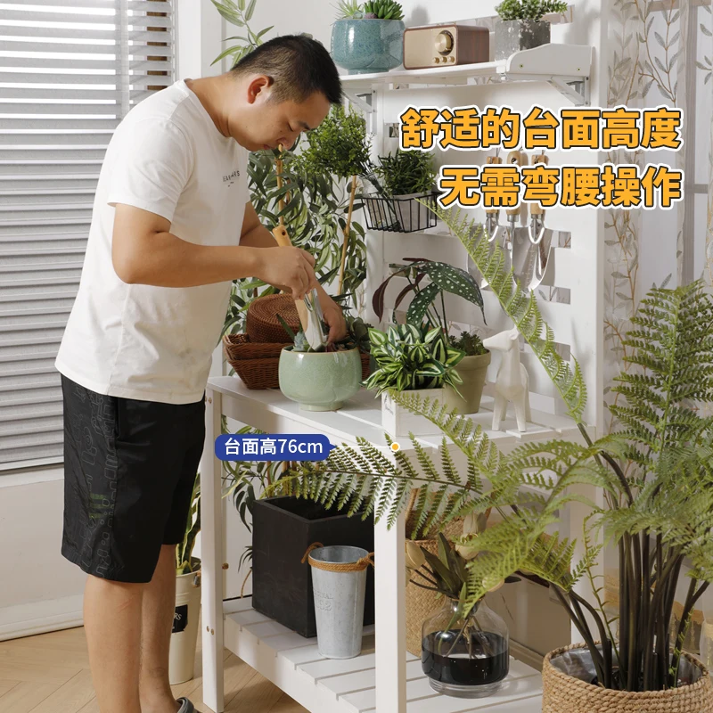 حامل زهور من الخشب الصلب، ترتيب زهور الشرفة، حامل وضع النباتات، خارجي، منضدة البستنة متعددة الطبقات