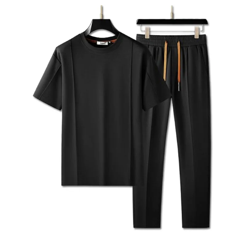 A Complete Set of Modal Long-Staple Cotton Summer Heat-Relieving Fashionable Solid-Color Men's Casual Sports Suit