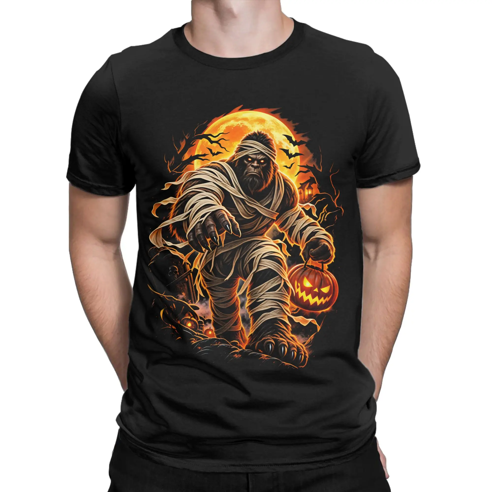 Funny Jack O Lantern Mummy Bigfoot Halloween T Shirt  Harajuku T-Shirts Short-Sleeved Funny Tshirt Summer Cotton O Neck Top Tees
