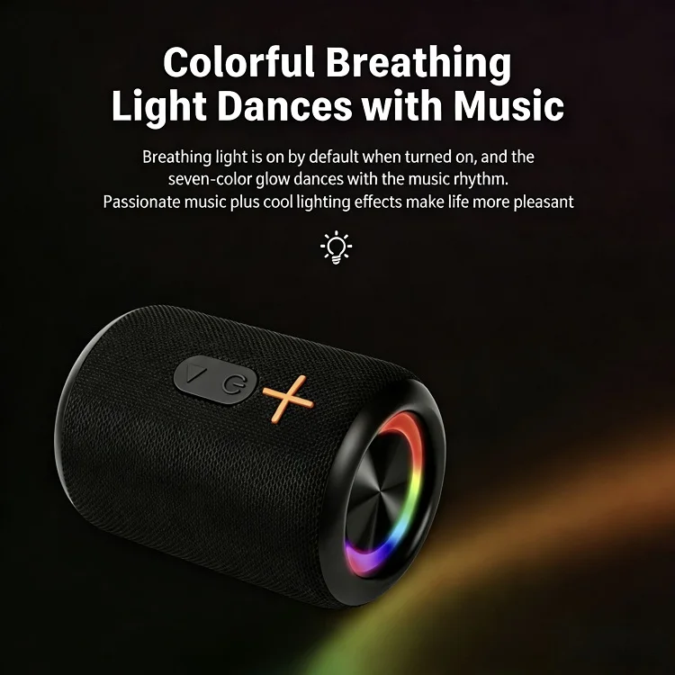 Outdoor Party Speaker IP6 Waterproof Wireless for 5.3 Portable RGB LED Mini Bass Music Player AirPlay USB/AUX Plastic