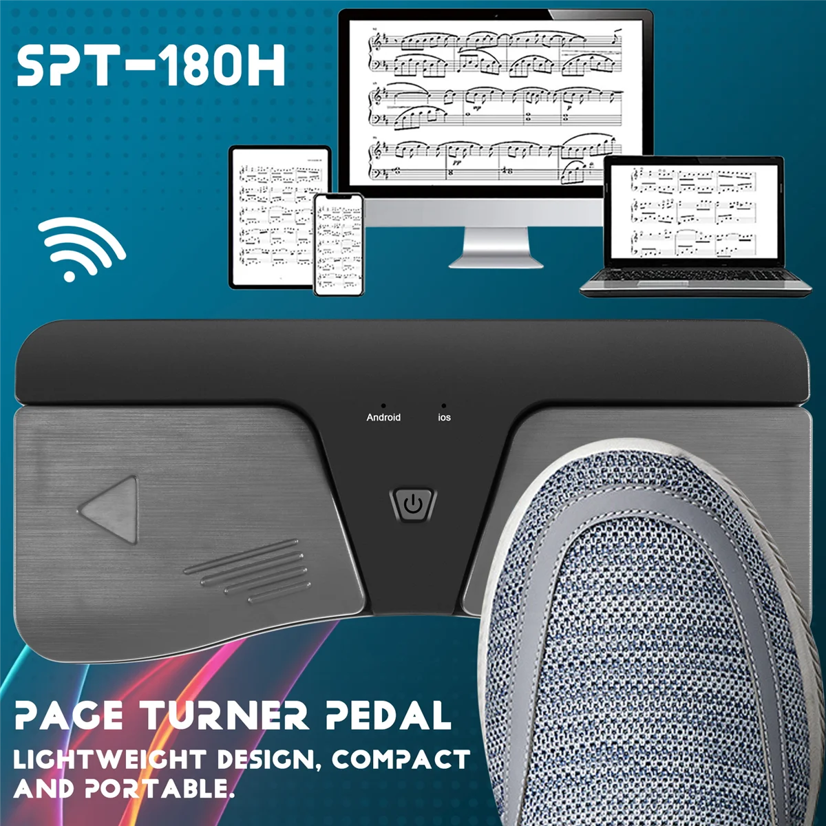 Wireless Page Turner Pedal Bluetooth Page Turner Wireless Turning Pedal Remote Control compatibile IOS Android