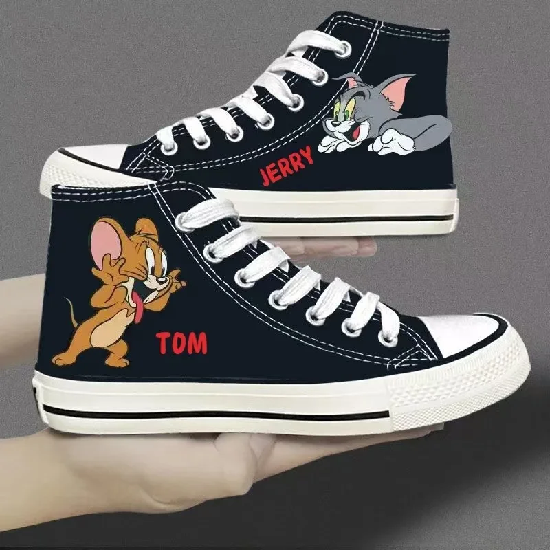 Tom und Jerry Hallo Kitty schwarz echtes Foto Drop Shipping Mädchen Crayon Shin-chan Kinder Kinder Kind Skate Frauen Freizeitschuhe