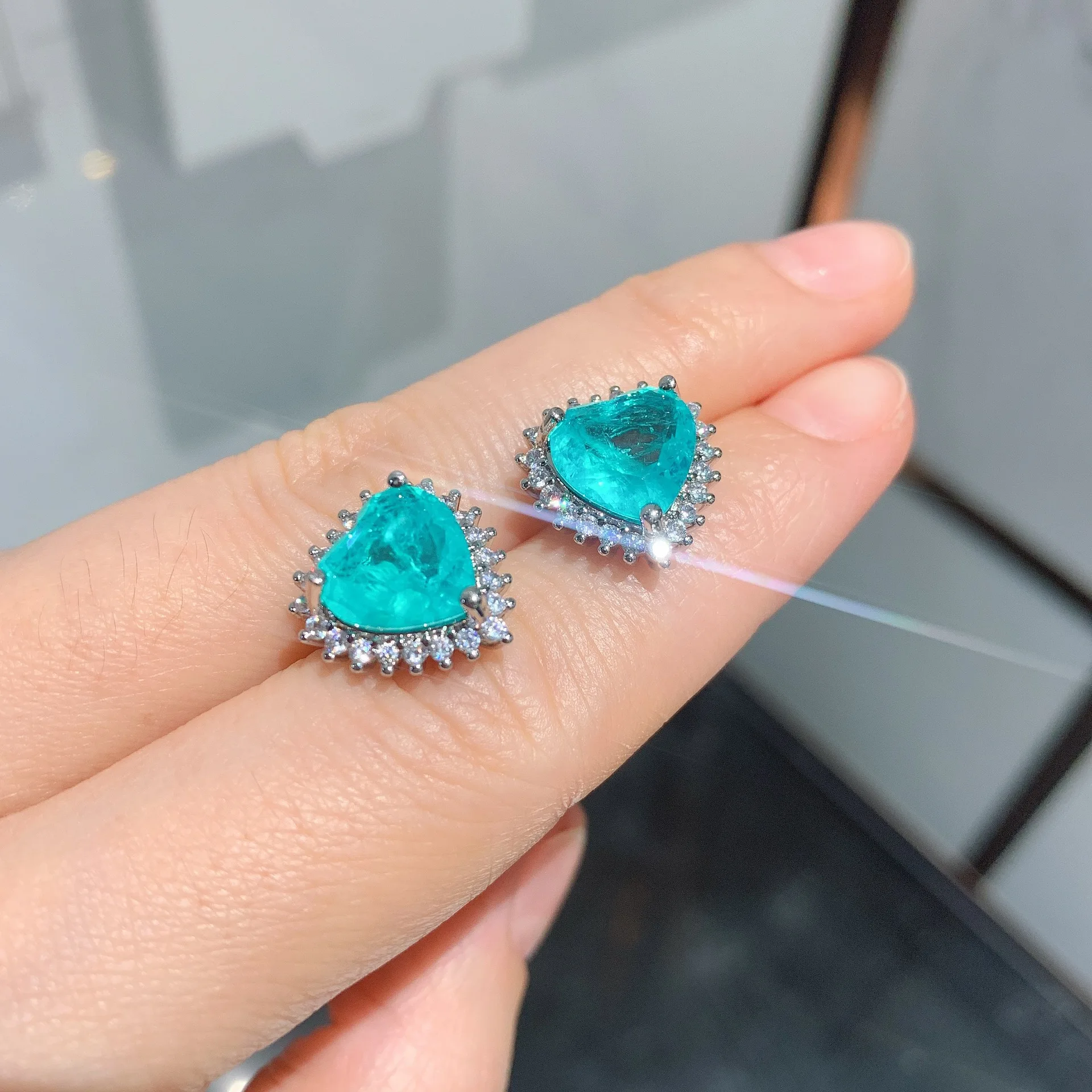 S925 silver needle paraiba earrings earrings eardrop of euramerican fashion wedding dinner party