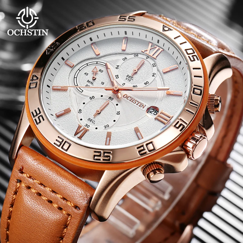 Orologio da polso da uomo multifunzionale serie Pilot orologio da uomo di Design con calendario da lavoro in pelle impermeabile Casual di moda