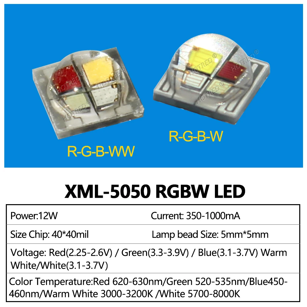 Imagem -02 - Substrato Cerâmico Led Diodo Bead Chip Rgbw 5050 Smd Rgbww Lanterna de Palco Lâmpada de Bicicleta Farol 10w 12w Chips 10100 Pcs