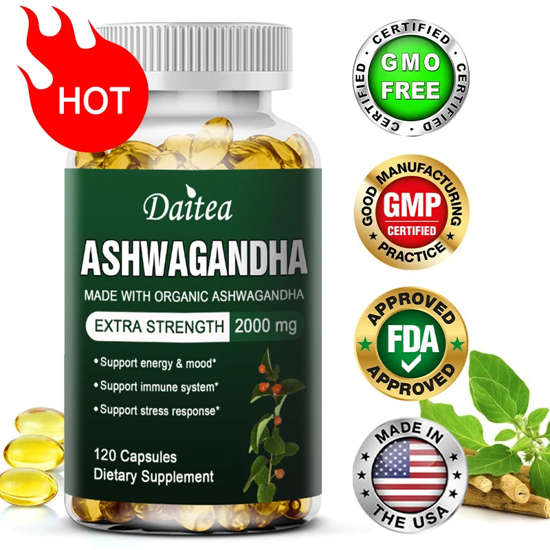 Daitea Ashwagandha Extract Capsule, Anti-Oxidação Lipid-Reduzindo a Descompressão, Melhorando o Sono, Melhorando a Imunidade