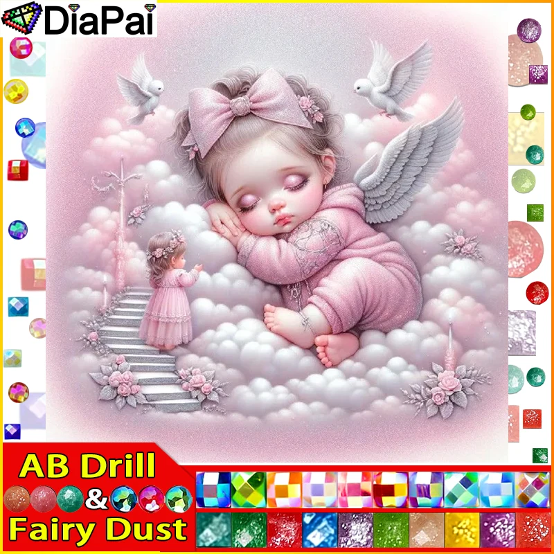 

DIAPAI Fairy Dust AB квадратная/круглая дрель 5D DIY алмазная живопись "Baby Cloud Wings" вышивка крестиком полный декор со стразами