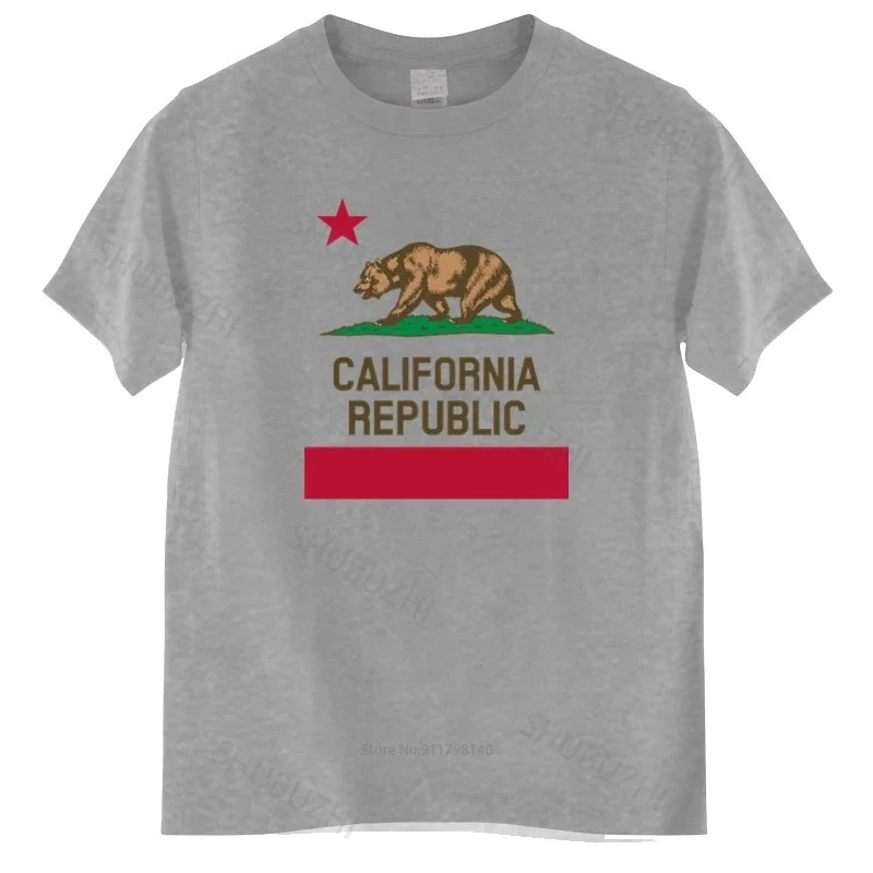 New Arrived Mens t shirt California Republ Flag T Shirt 18 California State Flag Bear T-shirt Homme Black T-shirt euro size