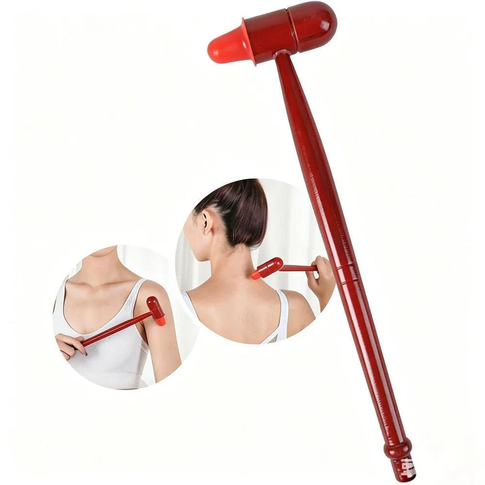 Handheld Wooden Handle Massage Hammer Rubber Head Ergonomic Foot Massager Body Massager Foot Massage