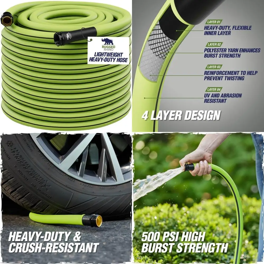 

Flexible Lightweight 100ft Garden Hose - 5/8in Diameter, 4-Layer Leakproof, Outdoor Gardening and Watering Tool