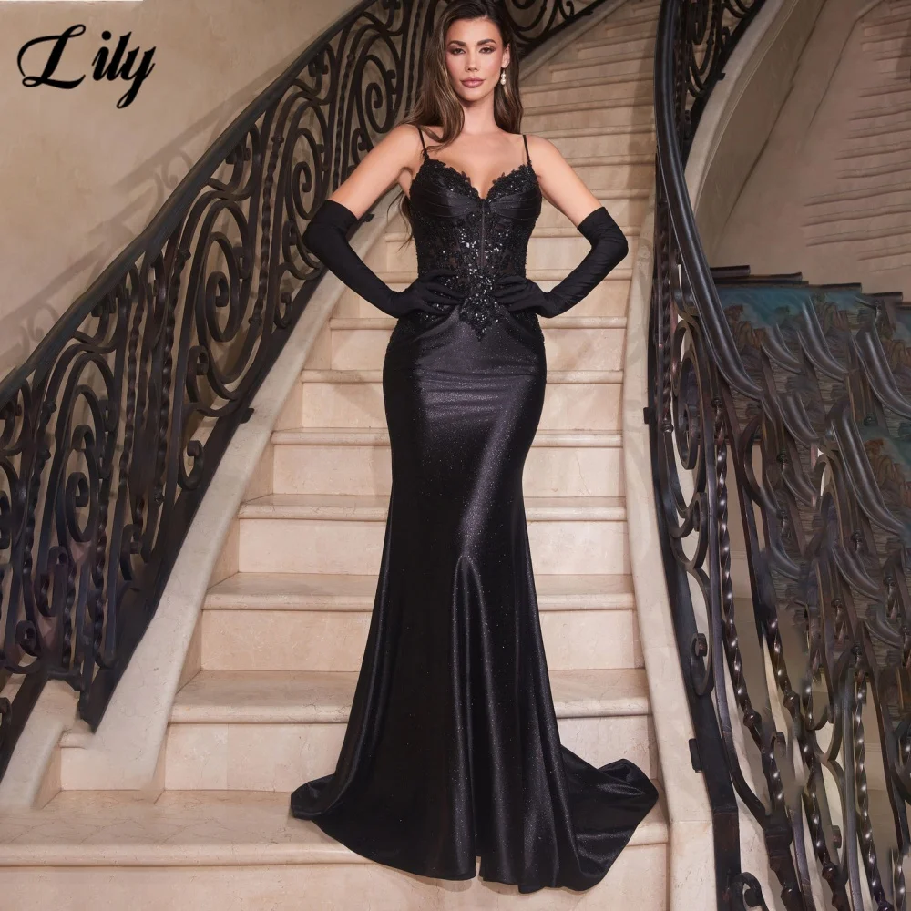 Lily Sexy Modern Style Prom Dress Sweetheart Backless Prom Gown Shiny Satin Beads Mermaid Evening Dresses for Woman Customized