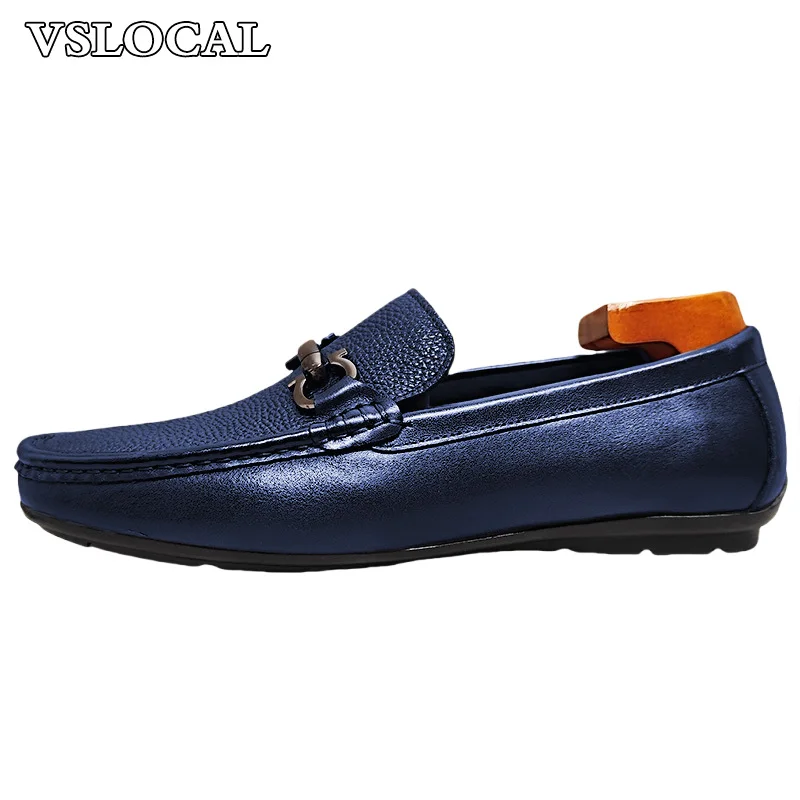 Luxury Men Leather Shoes Black White Horsebit Loafers Slip on Formal Men Dress Shoes Wedding Office Casual Shoes For Men
