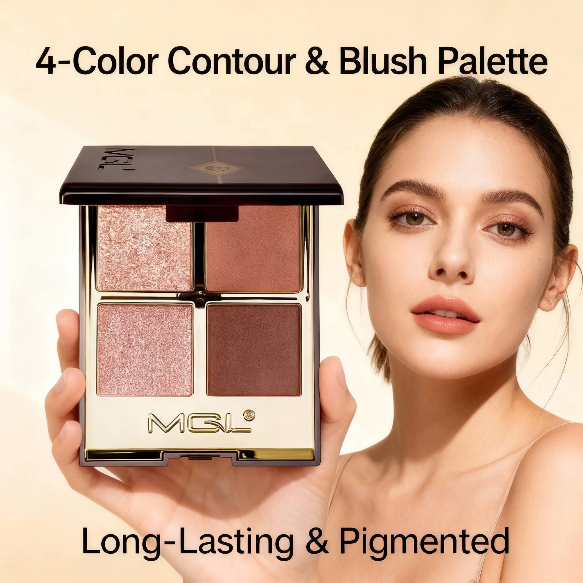 4 Colors Luxury Eyeshadow Palette Shimmer Matte Pink Brown Earth Tones All-Match Daily Makeup Palette Contour Blush