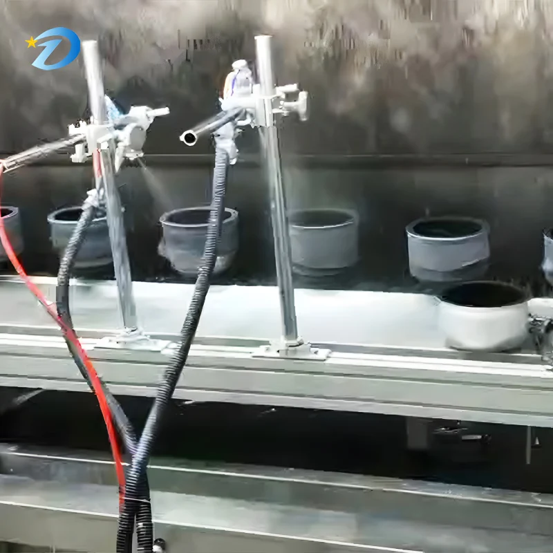 Lini Produksi Pelapisan Ruang Penyemprotan Bubuk Otomatis Peralatan Penyemprotan Bubuk Panci Anti Lengket Gantung Lini Elektroforesis
