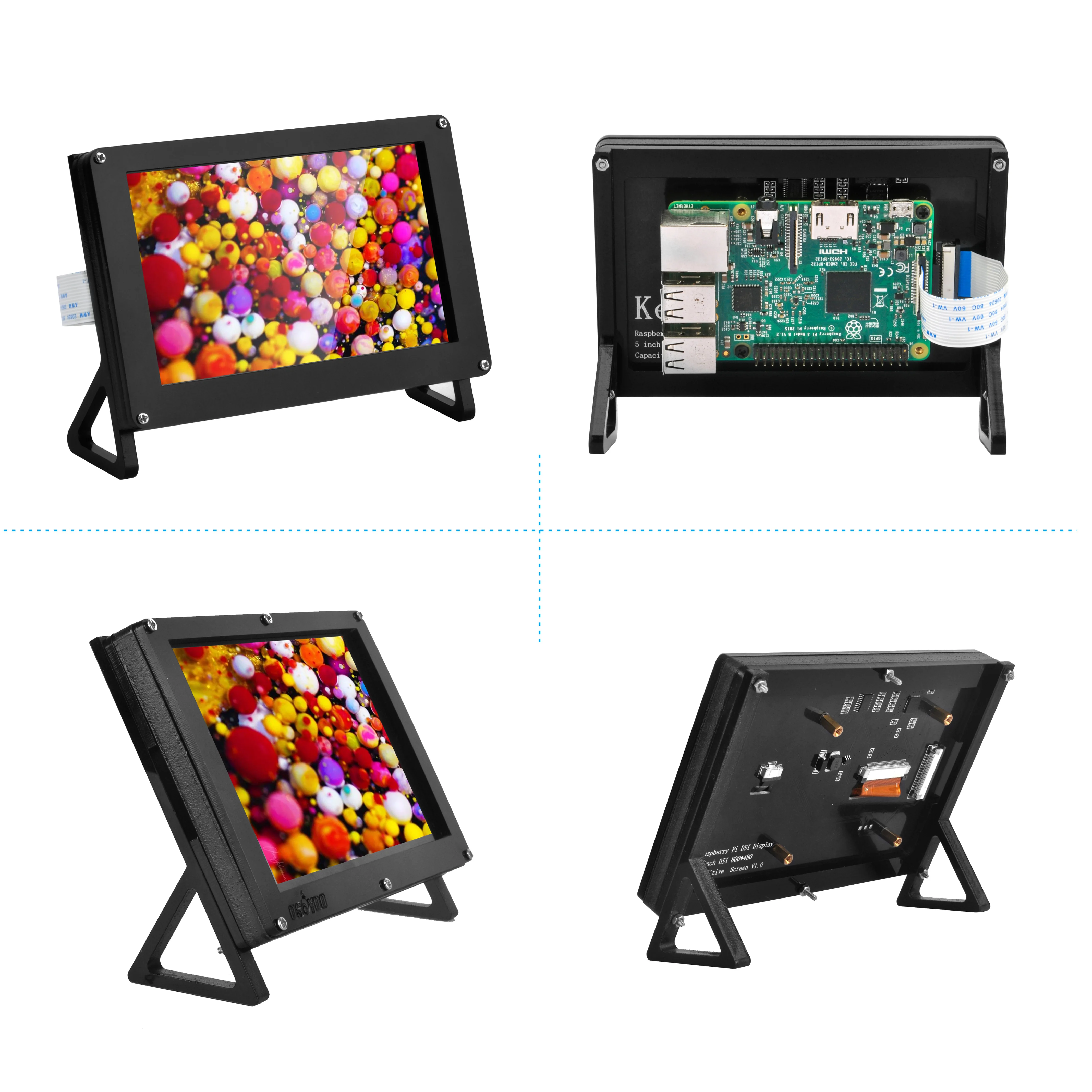 OSOYOO 5 Inch DSI Touch Screen Monitor 800x480 LCD Display with Portable Mount Stand Holder Case for Raspberry Pi 5 4 3B + 2