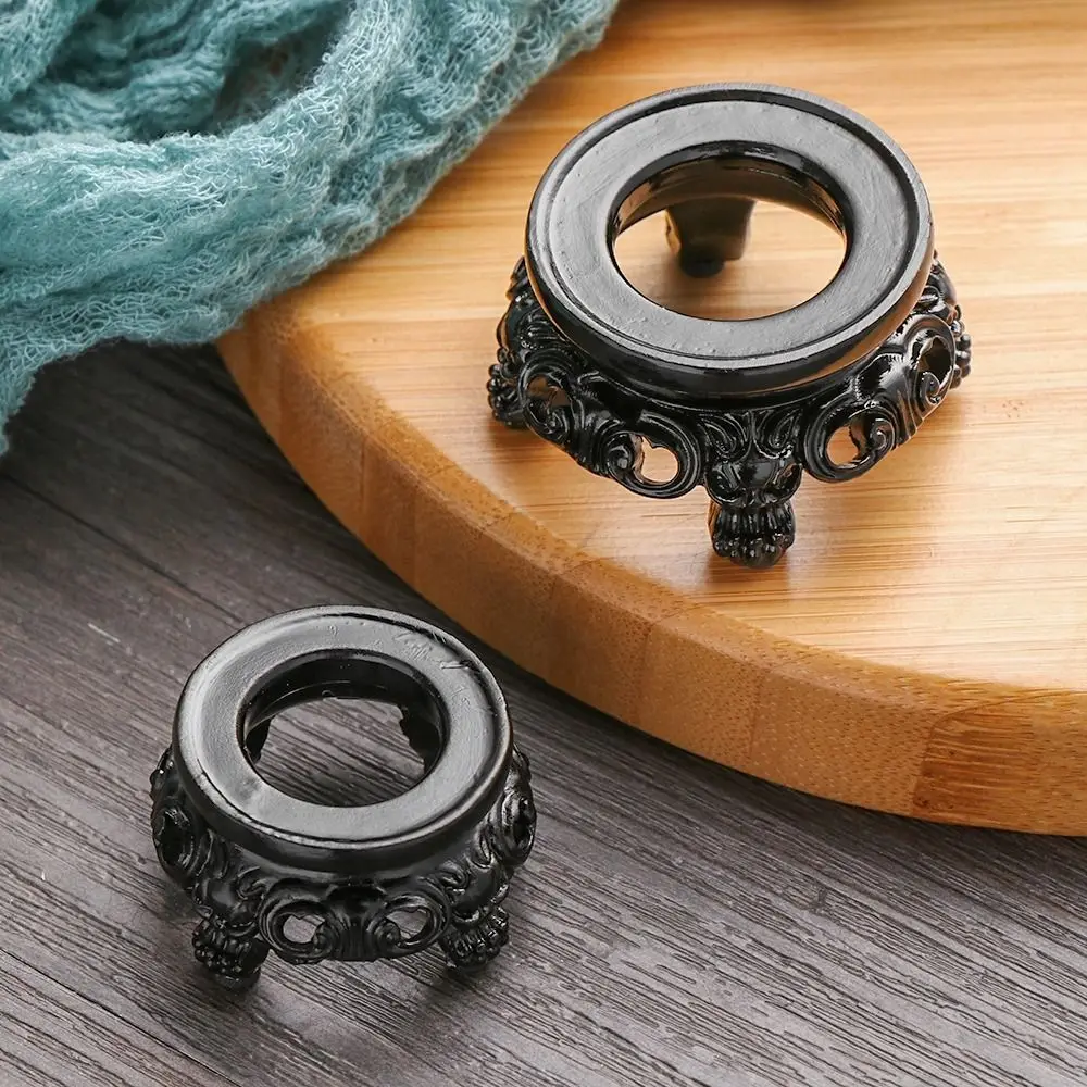 Round Black Carved Hollow Home Decoration Prop Fixed Seat Sphere Pedestal Display Stand Globe Holder Crystal Ball Base