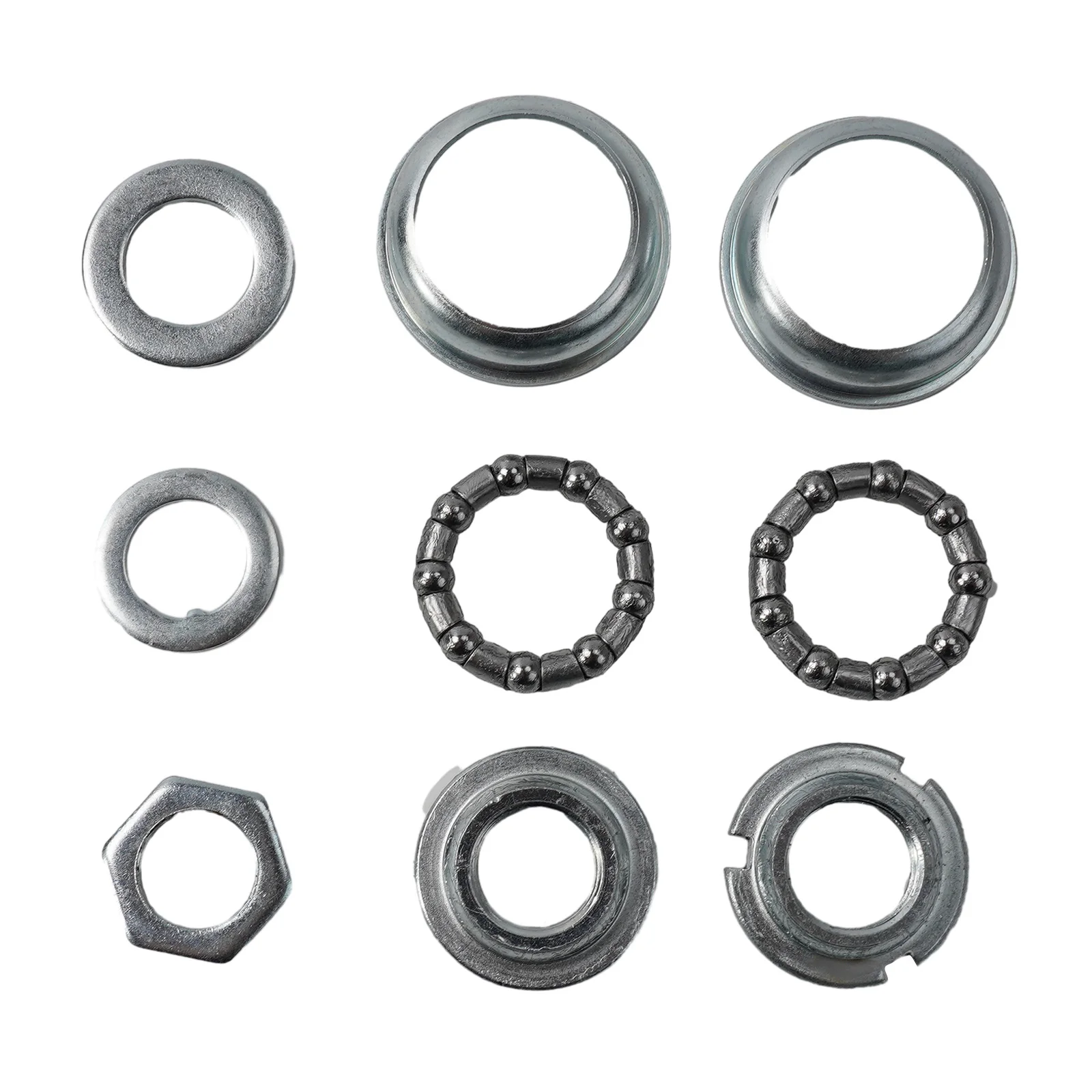 Bike Bicycle Bottom Bracket Set for Mountain Bikes Silver Color Steel Construction Includes Washers & Lock Nut