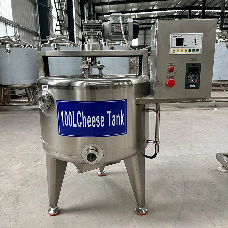 Small Automatic Cheese Process Tank Mozzarella Cheese Making Machine for Small Dairy Plant Jacketed Cheese Vat with Agitator view 6
