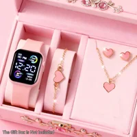 Ensemble de 6 pièces de bijoux électroniques tendance (montre, collier, boucles d'oreilles, bague) pour adolescents, garçons et filles, le meilleur choix pour un ami 5