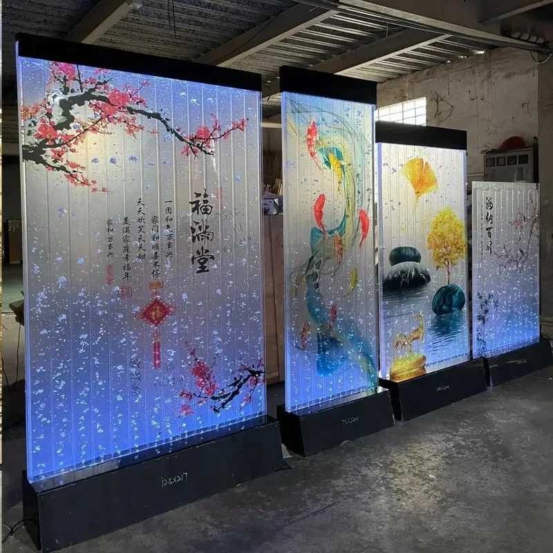 custom.Wholesales Indoor Bubble Wall Decorative Wall LED Lights Acrylic Curtain Fountain Home Decor Remote Con