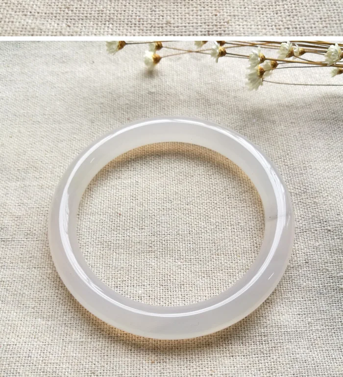Jewellery Accessories Brazilian Agate Bracelet Pure Natural Primary Fluorescent Color Ice White Chalcedony Round Bar Jade Bangle