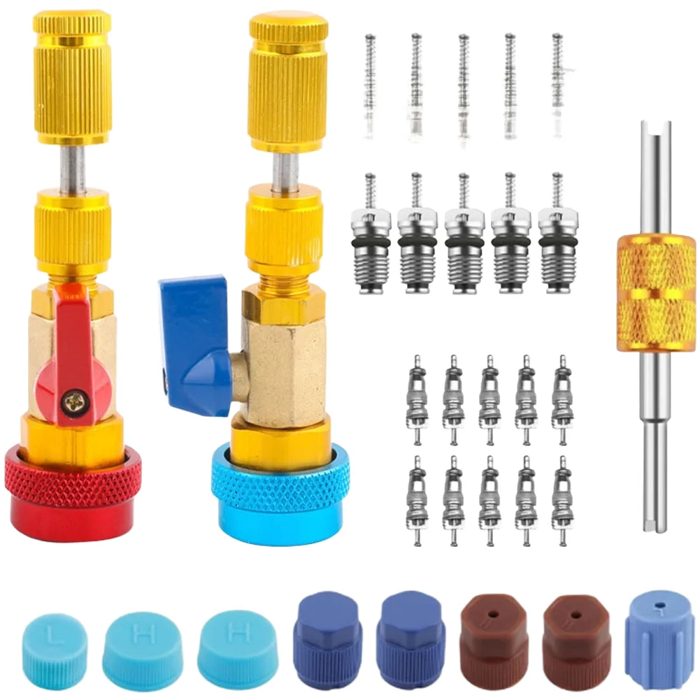 Brass Valve Extractor R134a Valve Core Tool For AC Valve Replacement Quick Release Design Compact Storage Case