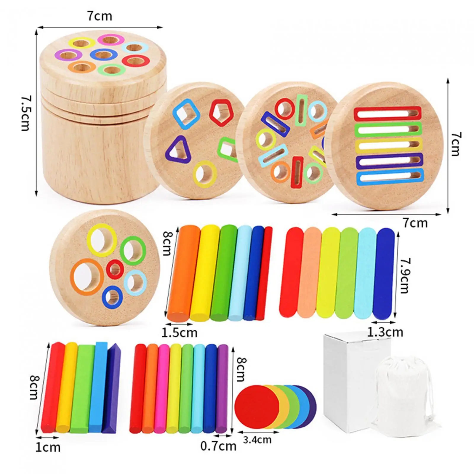 لعبة حسية متطابقة الشكل، ألعاب سفر تعليمية، لعبة مقبس اسطوانة للأطفال من عمر 1 إلى 2 إلى 3 سنوات