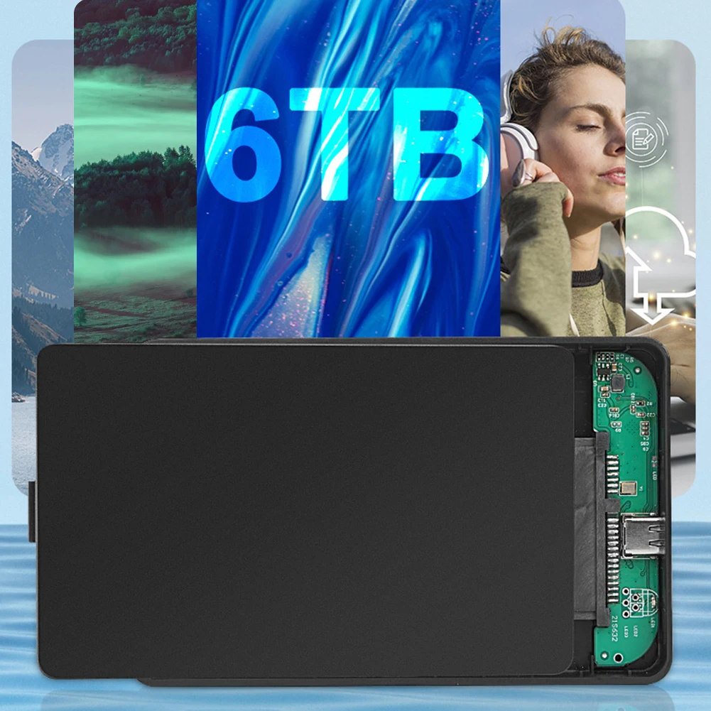 Type-C USB3.1 SATA Hard Drive Enclosure 6TB External Solid State Drive Case Plug and Play for Windows/ Os /Linux System
