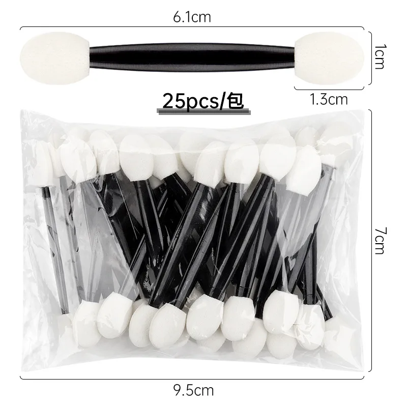 25 Pcs Professional Sponge Stick Eye Shadow Brush Applicator Cosmetic Makeup Double-head Eyeshadow Tools