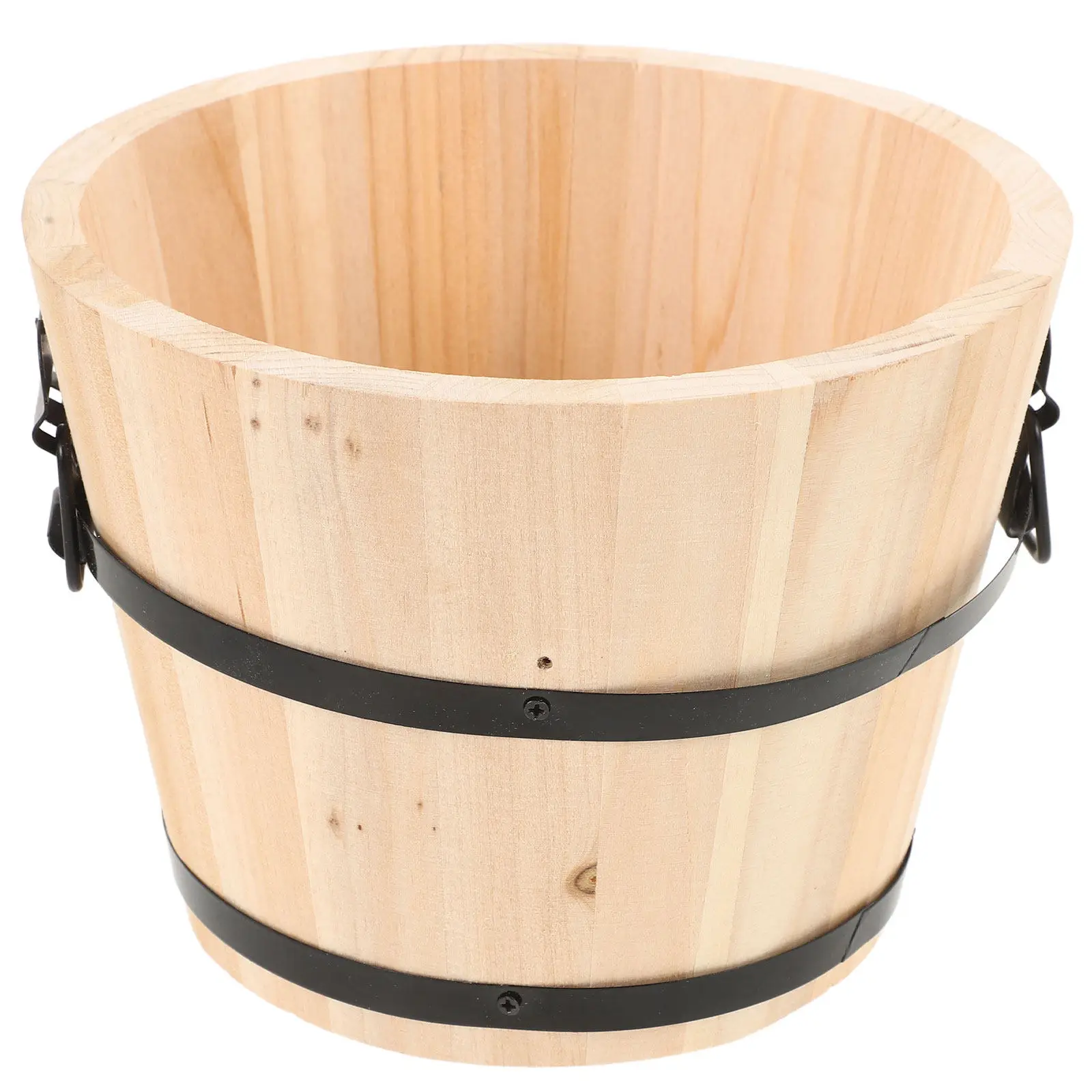 

Wood Storage Bucket Round Korean Style Rice Steamed Container Wooden Barrel Kitchen Bucket Handle Multi Use Rice Storage