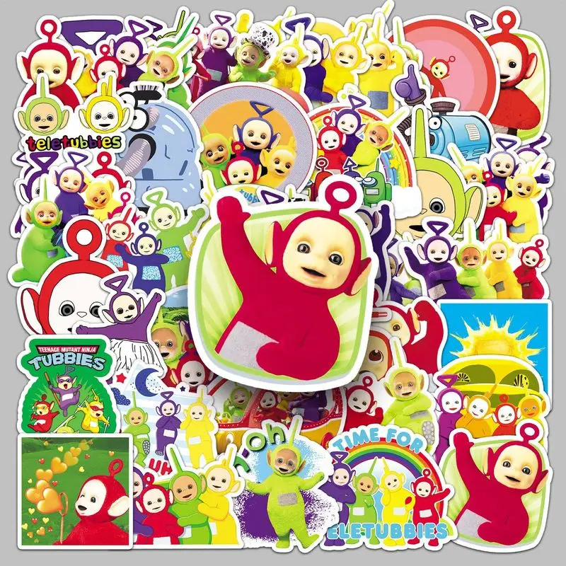 50pcs Cute Teletubbies Waterproof Stickers Cartoon Student DIY Account Stickers Stationery Supplies Decorative Stickers Gifts