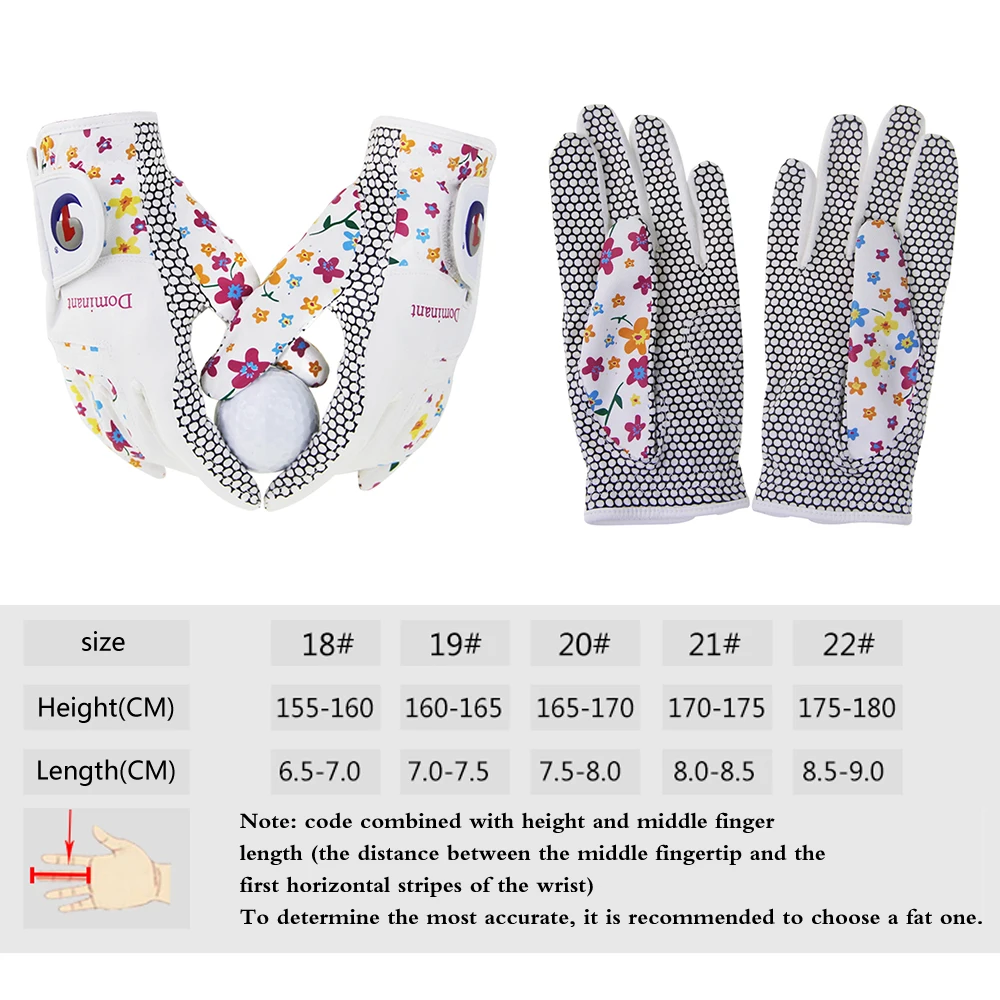 1Pair Golf Gloves for Women PU Leather Soft Fit Sport Grip Durable Gloves Anti-skid Breathable Sports Gloves