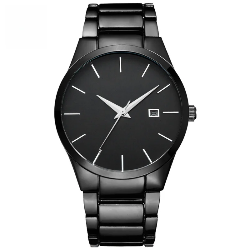 Hannah MartinWaterproof Tungsten Black Steel BeltwatchesWatch Business Calendar Quartz Men's Watch