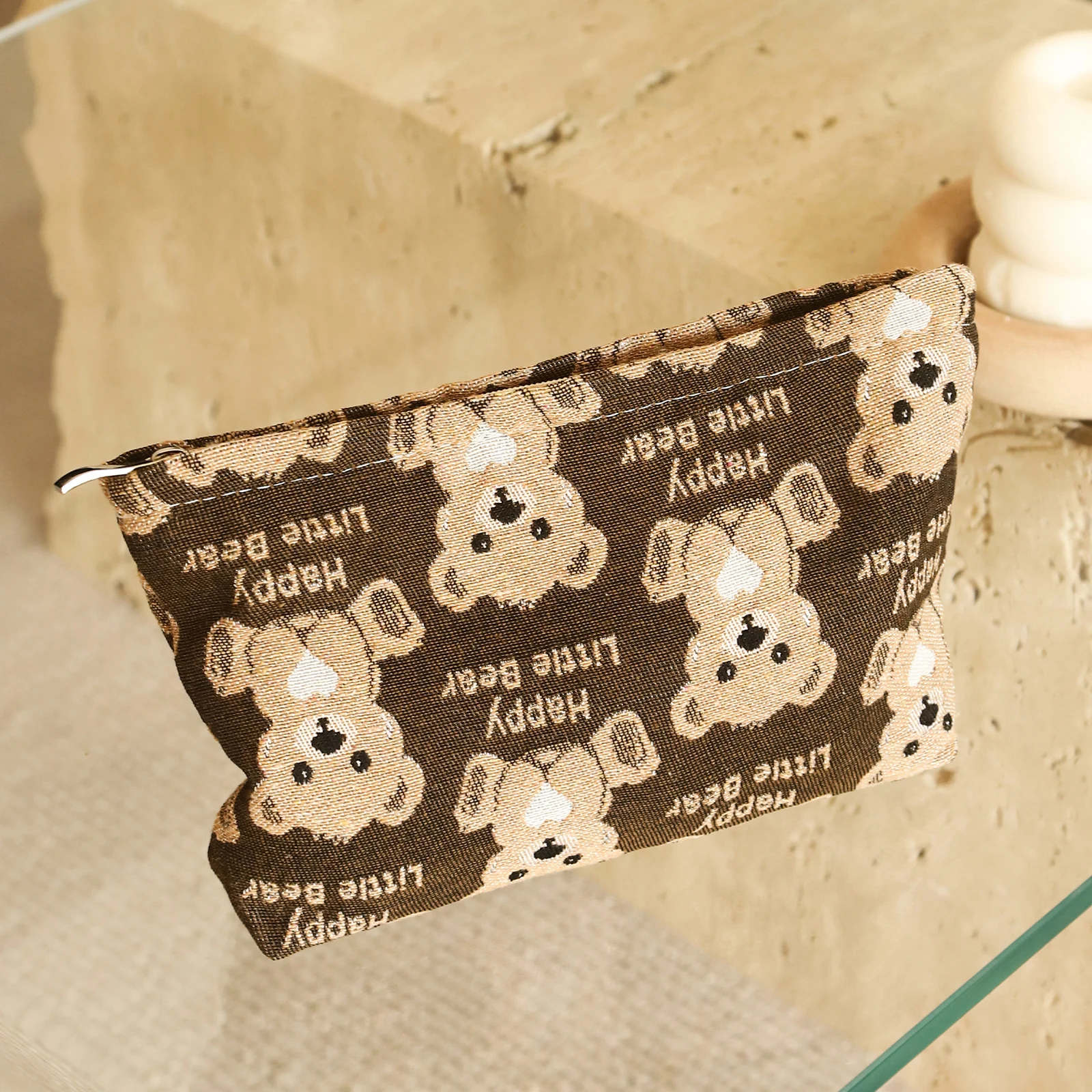 Cute Bear borsa per cosmetici femminile borsa per rossetto cosmetico di grande capacità borsa da toilette da viaggio portatile pochette per pendolari