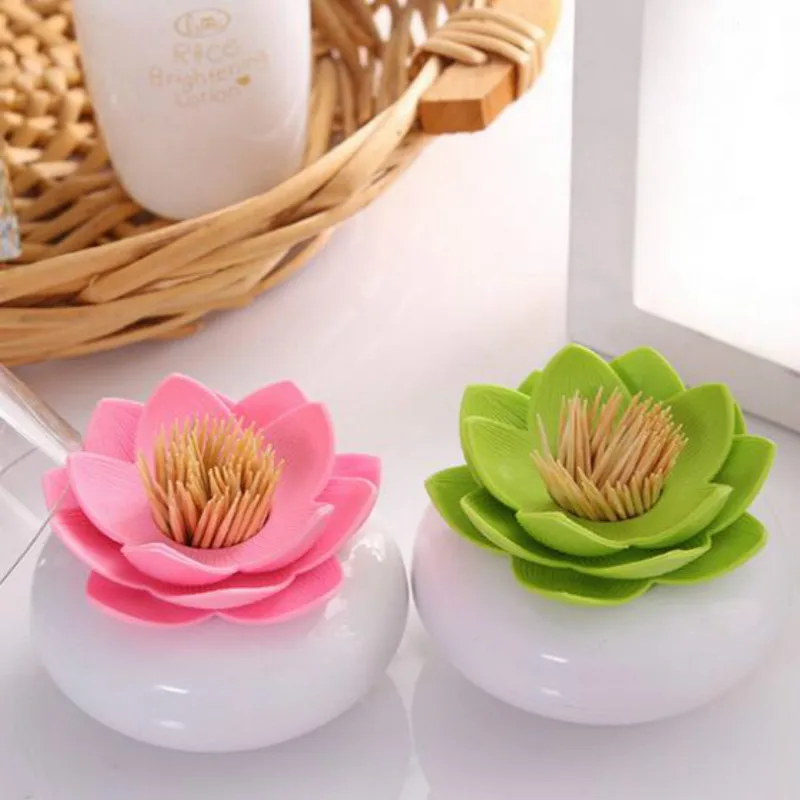 Toothpick Case Cotton Swab Box Best-seller Hot Chic Lotus Flower Cotton Bud Toothpick Holder