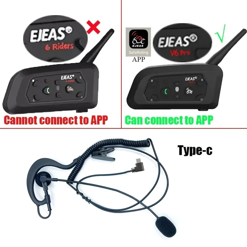 Наушники с крючком для рефери с интерфейсом USB-C Type-C для EJEAS V6 Pro V4 Plus, гарнитура для внутренней связи на шлеме
