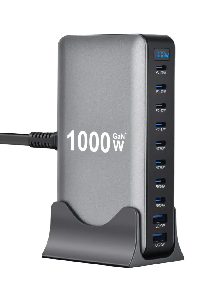 Szybka ładowarka GaN 1000W PD3.1 USB Typ C z 10 portami, stacja szybkiego ładowania na biurko, adapter do telefonów i tabletów, dropshipping, hit. — 2