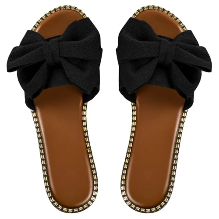 

Женские сандалии Sksshion с бантом и открытым носком, летние шлепанцы без застежек