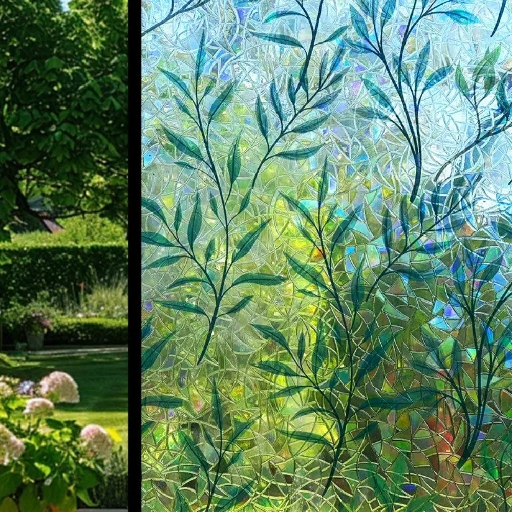 3D Pattern Window Privacy Film Static Cling Anti-Look Protection Decorative Glass Film Removable Rose Floral