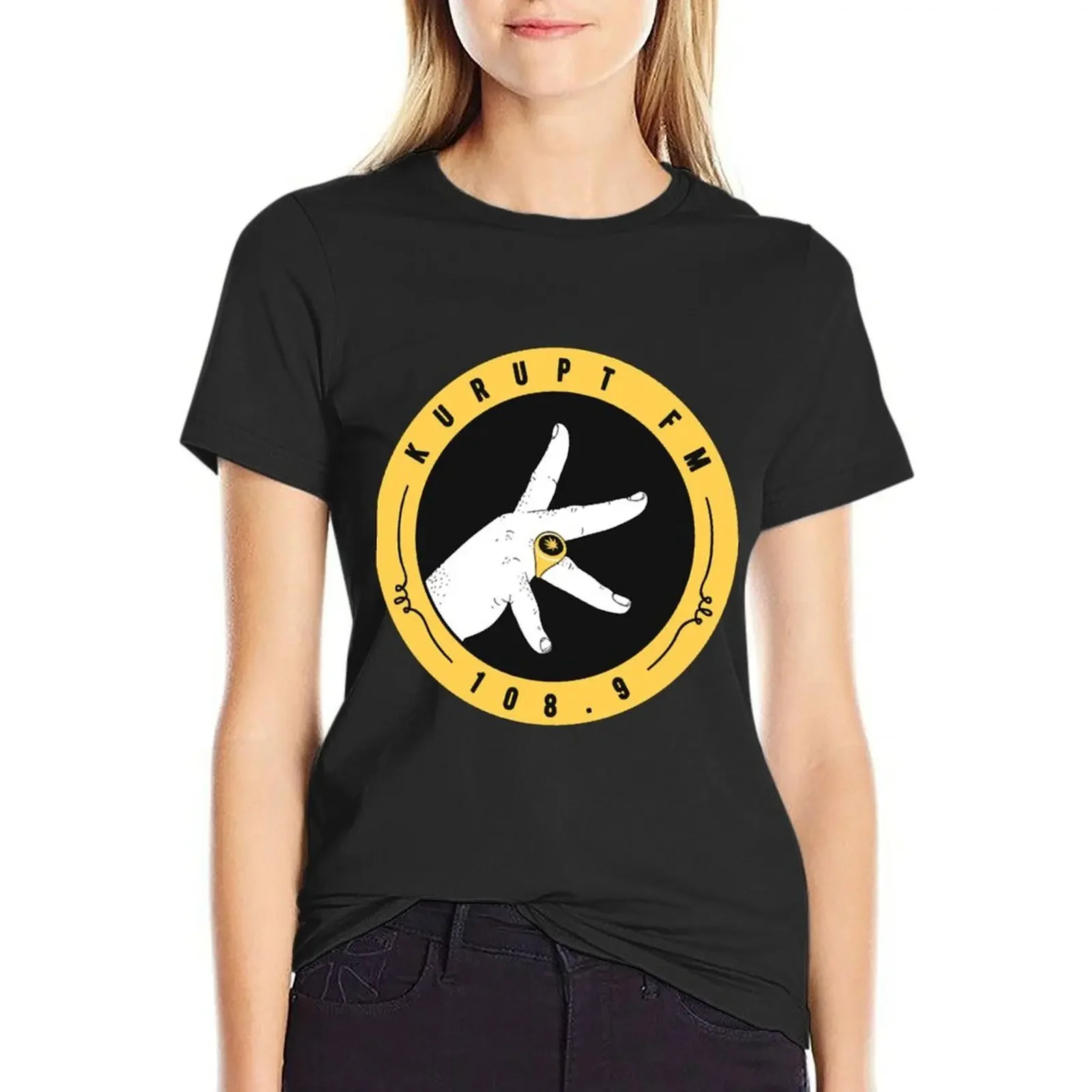 

Kurupt FM Logo T-Shirt oversized female t-shirts for Women graphic tees funny