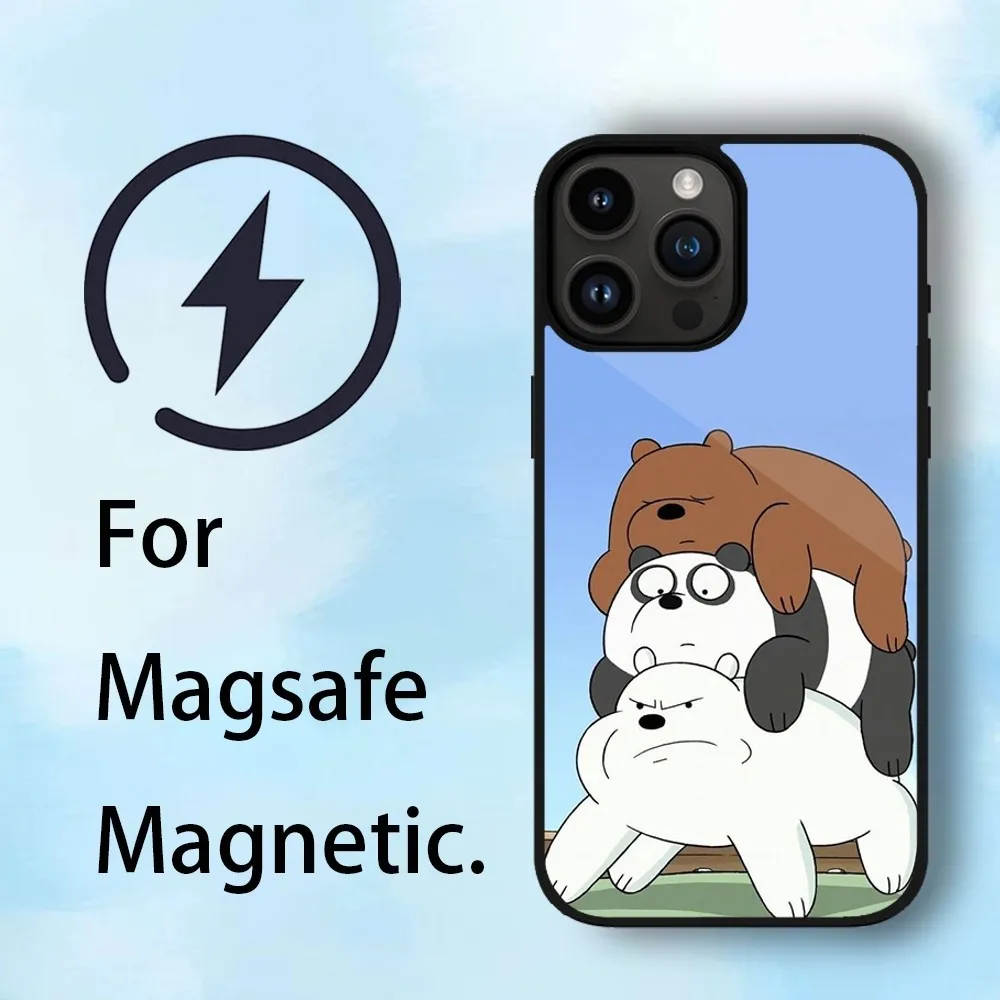 Kawaii Bears Phone Case For iPhone 11 12 13 14 15 Max Plus Phone Magnetic for Macsafe Cases Cover