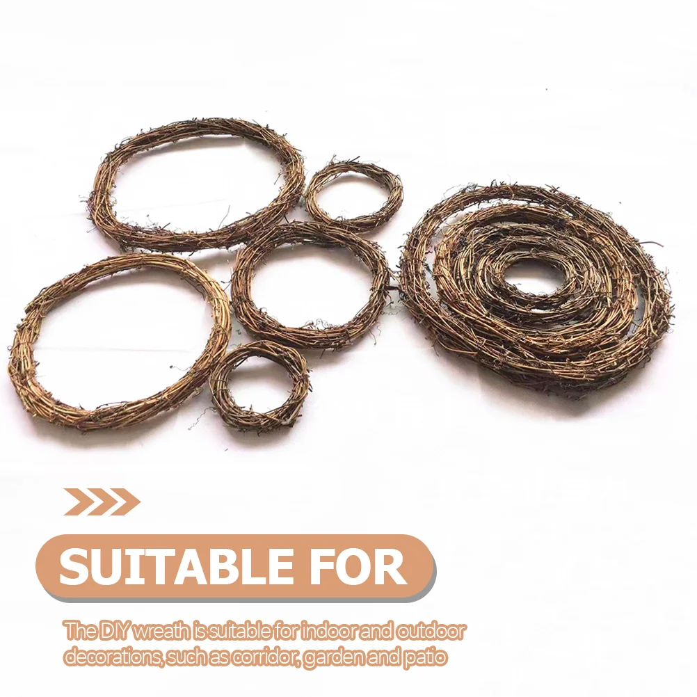 16 Pcs Earth Vine Garland Garden Decor Wreath DIY Rattan Garlands Accessory Hand Woven Rings Frame Front Door Decorations