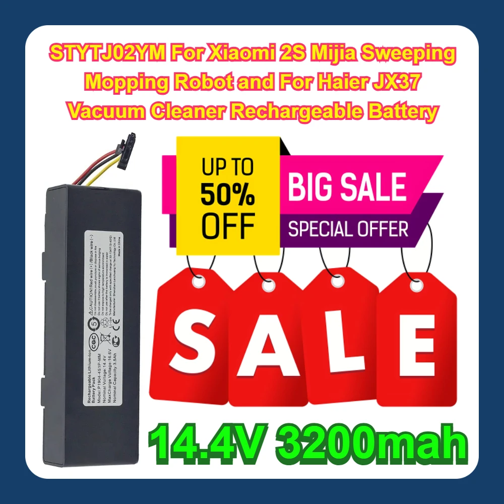 

14.4V 3200mah STYTJ02YM For Xiaomi 2S Mijia Sweeping Mopping Robot and For Haier JX37 Vacuum Cleaner Rechargeable Battery