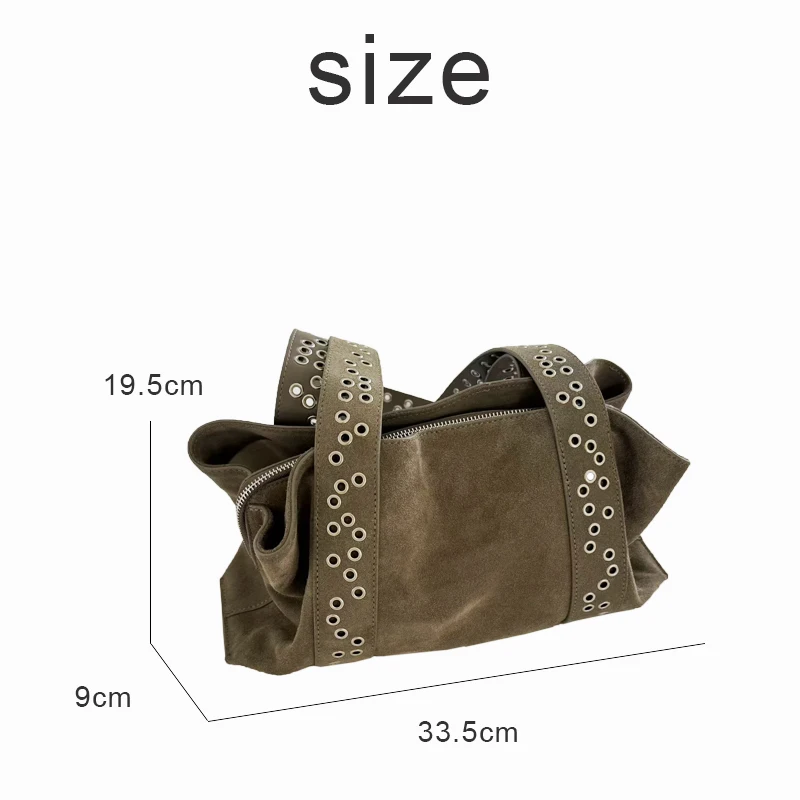 Custom Initials Leather Underarm Bags For Women Luxury Designer Handbag And Purse 2026 New In Cowhide Rivet Wide Straps Shoulder