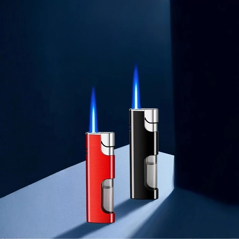 

Windproof Portable Blue Flame Butane Metal Lighter Electronic Torch Rechargeable Lighter Men's High-end Gift Cigarette Supplies