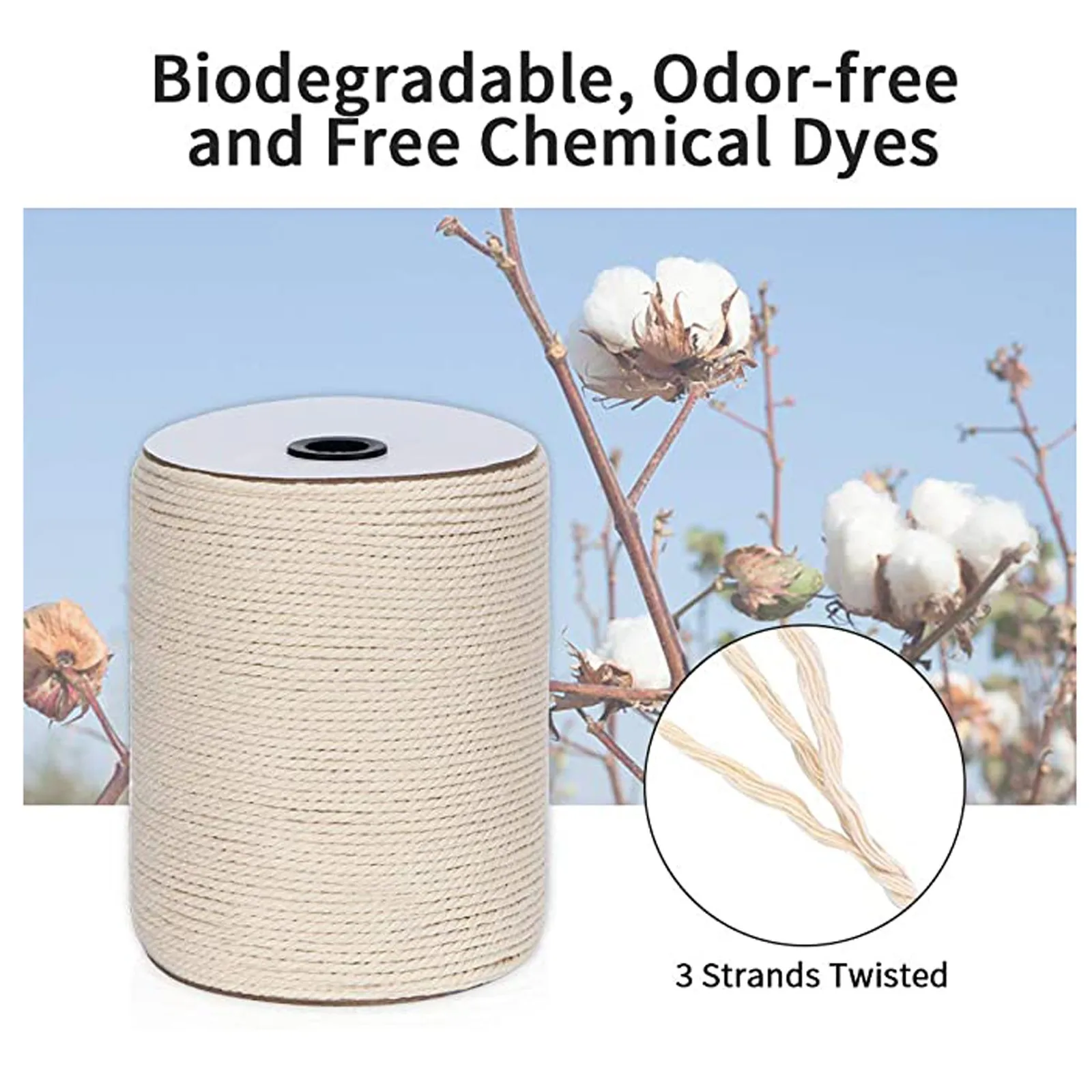 

3 мм X 300 м, витой хлопковый шнур для макраме, настенные вешалки для растений, рукоделие, плетеная пряжа, вязаный шнур, хлопковый шнур